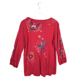 JOHNNY WAS EMBROIDERED LONG SLEEVE DESIGNER TOP RED LARGE