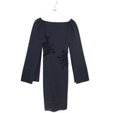 CHIARA BONI CAP SLEEVE APPLIQUE DESIGNER DRESS BLACK 38
