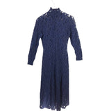 BETSEY JOHNSON MAXI LACE LONG SLEEVE DRESS NAVY LARGE