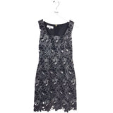EMBROIDERED SLEEVELESS DESIGNER DRESS BLACK WHITE 2