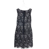 EMBROIDERED SLEEVELESS DESIGNER DRESS BLACK WHITE 2