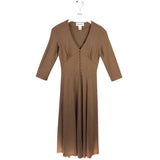 BLOOMINGDALE'S WOOL 3/4 SLEEVE MAXI DESIGNER DRESS BROWN 2P