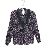 KOBI HALPERIN NWT$368 SILK LONG SLEEVE DESIGNER TOP PINK BLACK XLARGE