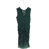 MILLY LACE RUCHED SLEEVELESS DESIGNER DRESS GREEN 12