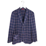 CAROLINA HERRERA PLAID TWEED WOL/SILK BLEND MEN SPORTCOAT NAVY RED 42