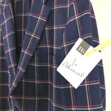 CAROLINA HERRERA PLAID TWEED WOL/SILK BLEND MEN SPORTCOAT NAVY RED 42