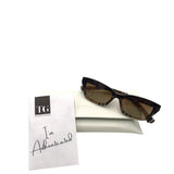 BURBERRY RECTANGULAR FRAME LUXE SUNGLASSES BROWN