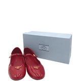 PRADA PATENT LEATHER MARY JANE FLATS LUXE SHOES RED 38.5