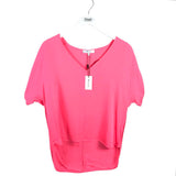 MILLY NWT$220 SILK SHORT SLEEVE DESIGNER TOP PINK 6