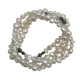 5 STRAND FRESHWATER PEARLS BRACELET WHITE