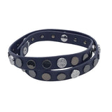 TORY BURCH DOUBLE WRAP BRACELET NAVY SILVER
