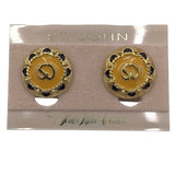 ST JOHN CLIP ON EARRINGS GOLD BLACK
