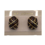 ST JOHN CLIP ON EARRINGS BROWN GOLD