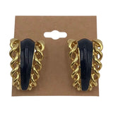 ST JOHN CLIP ON EARRINGS GOLD BLACK