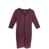 TALBOTS KNIT 3/4 SLEEVE DRESS MAROON BLACK SMALL