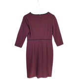 TALBOTS KNIT 3/4 SLEEVE DRESS MAROON BLACK SMALL