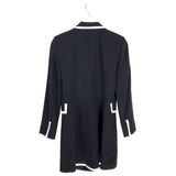 ALICE + OLIVIA NWT$495 TRIM BOUBLE BREASTED LONG LINE DESIGNER BLAZER BLACK WHITE 6