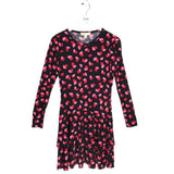 MICHAEL MICHAEL KORS PRINT LONG SLEEVE DRESS BLACK PINK SMALL