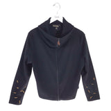 ST JOHN 100% WOOL ZIP DESIGNER JACKET BLACK LARGE