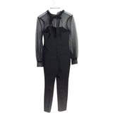 RET$798 SHEER LONG SLEEVE DESIGNER JUMPSUIT BLACK SMALL