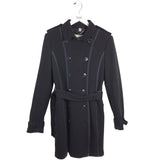 BURBERRY LONDON TRENCH COAT KNIT BELTED LUXE COAT BLACK 14