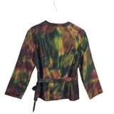 LAFAYETTE 148 SILK WRAP LONG SLEEVE DESIGNER TOP GREEN MAROON 12