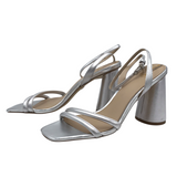 SAM EDELMAN HEEL SANDAL SHOES SILVER 9W