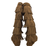 MINNETONKA SUEDE FRINGE BOOT BOOTS BROWN 8