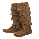 MINNETONKA SUEDE FRINGE BOOT BOOTS BROWN 8