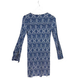 TORY BURCH LONG SLEEVE DESIGNER DRESS BLUE CREAM SMALL
