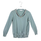 FABIANA FILIPPI LONG SLEEVE BEADS DESIGNER SWEATER SAGE XSMALL