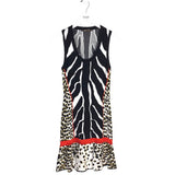 ROBERTO CAVALLI SLEEVELESS KNIT DESIGNER DRESS BLACK WHITE SMALL