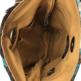 AMERICAN DARLING HIDE CROSSBODY HANDBAG BROWN TURQUOISE 6.5” x 8” x 1”