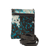 AMERICAN DARLING HIDE CROSSBODY HANDBAG BROWN TURQUOISE 6.5” x 8” x 1”