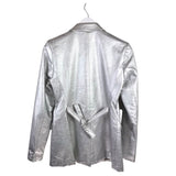 WAYF FAUX LEATHER METALLIC BLAZER SILVER XSMALL