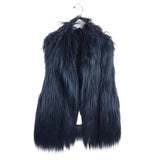 BURNING TORCH FAUX FUR DESIGNER VEST BLACK MEDIUM