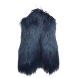 BURNING TORCH FAUX FUR DESIGNER VEST BLACK MEDIUM