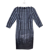 3/4 SLEEVE MIDI DESIGNER DRESS BLUE BLACK 4