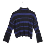 MADEWELL CASHMERE/WOOL BLEND STRIPE LONG SLEEVE SWEATER BLACK BLUE XXS