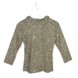 J MCLAUGHLIN RUFFLE 3/4 SLEEVE DESIGNER TOP YELLOW BLACK XSMALL