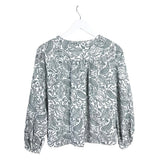 LOFT NWT$54 CORDUROY PAISLEY BLOUSE WHITE SAGE MP
