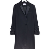 KIMORA LEE SIMMONS WOOL DECOR SLEEVE DESIGNER COAT BLACK SMALL