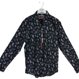 NWT$65 PAISLEY LONG SLEEVE MEN SHIRT NAVY WHITE XLARGE