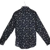 NWT$65 PAISLEY LONG SLEEVE MEN SHIRT NAVY WHITE XLARGE