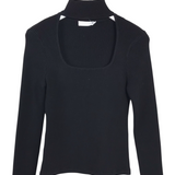 JONATHAN SIMKHAI LONG SLEEVE DESIGNER SWEATER BLACK MEDIUM