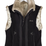 SPORTALM FAUX FUR ZIP DESIGNER VEST BROWN CREAM MEDIUM