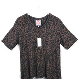 JOHNNY WAS SHORT SLEEVE DESIGNER TOP BROWN BLACK MEDIUM