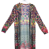JOHNNY WAS LONG SLEEVE HOODIE DESIGNER CARDIGAN MULTICOLOR MEDIUM