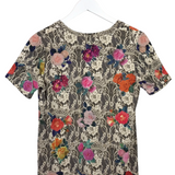 JOHNNY WAS SHORT SLEEVE DESIGNER TOP CREAM MULTI SMALL