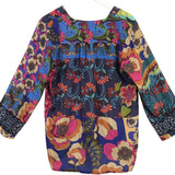JOHNNY WAS NWT$225 SILK 3/4 SLEEVE DESIGNER TOP PINK MULTI MEDIUM